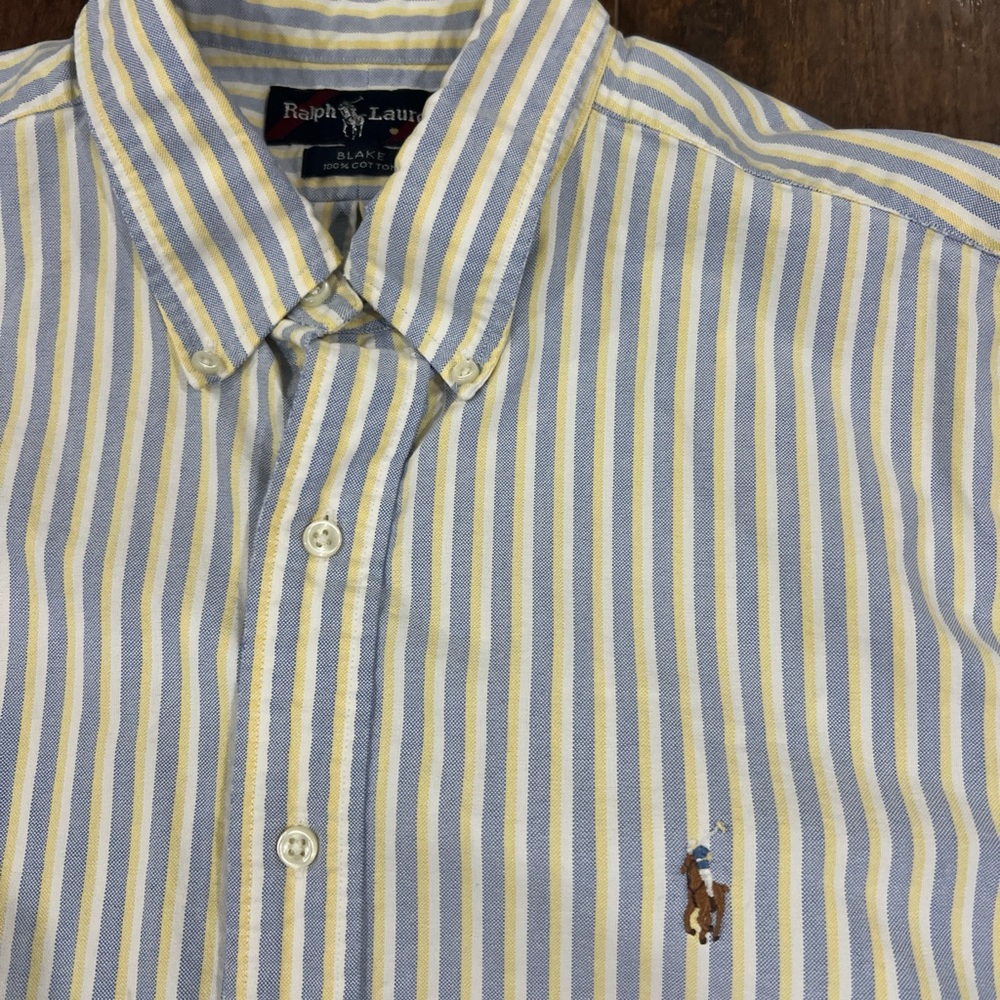 Ralph Lauren Yellow & Light Blue Striped Button-Down Shirt